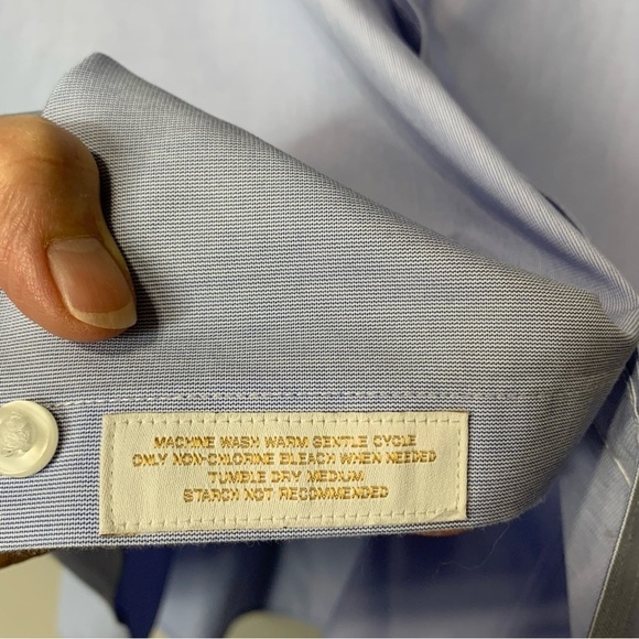 Roundtree & Yorke‎ Gold Label Slim Fit blue button down dress shirt Size 17.5 34 - Picture 5 of 5